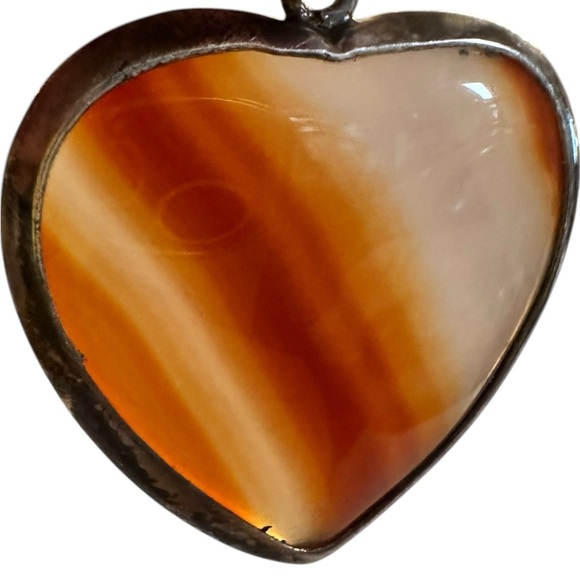 Vintage Scottish Agate Heart Pendant W/Sterling Setting - Picture 4 of 6